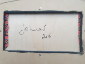 Jan Henderikse - Zero - Nummerbord op stof - 41 x 57 x 4 cm kopen? Bied vanaf 1350!