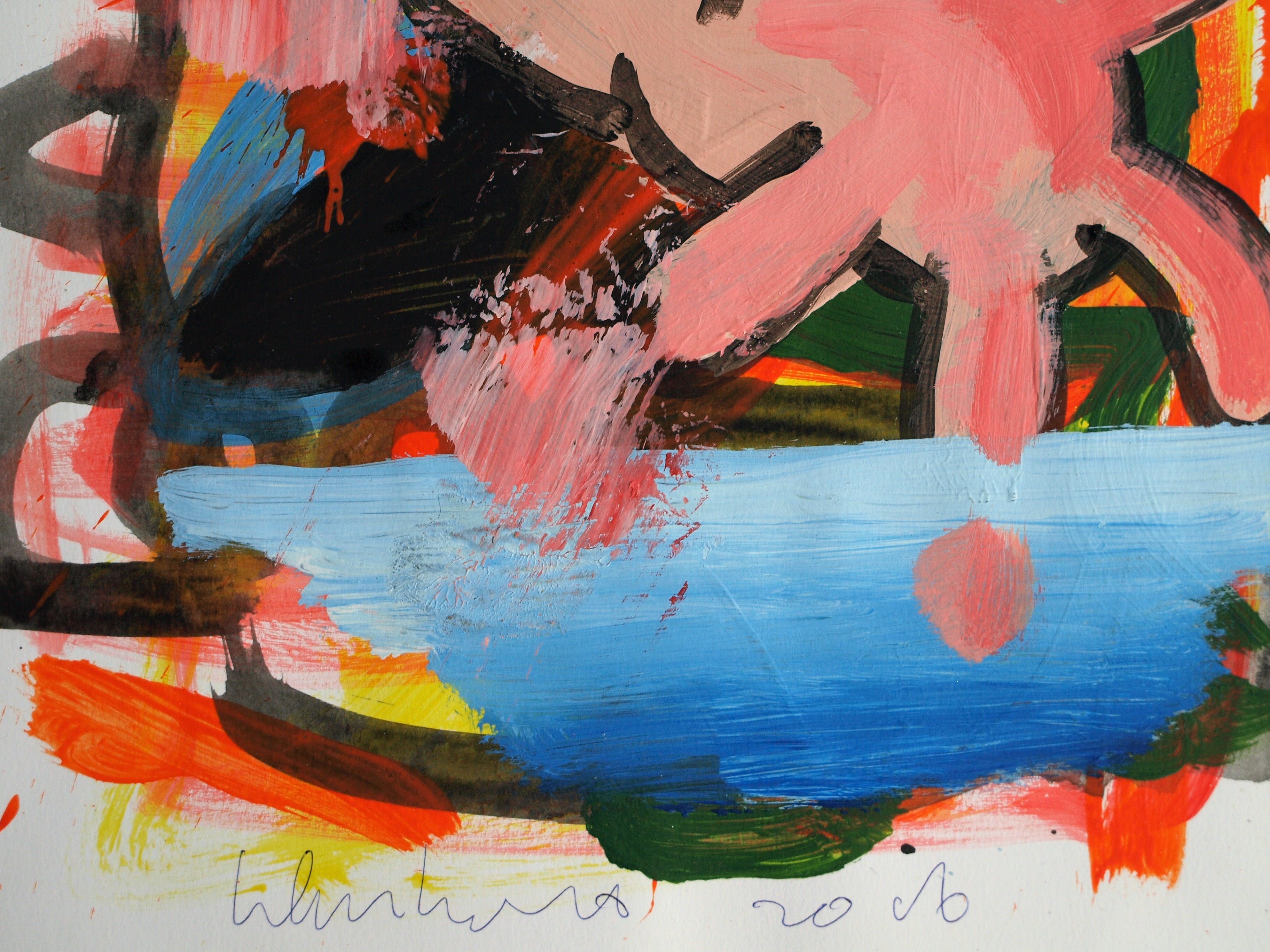 Peter Klashorst - Acrylverf op papier , Abstract 5 - 2016 kopen? Bied vanaf 30!
