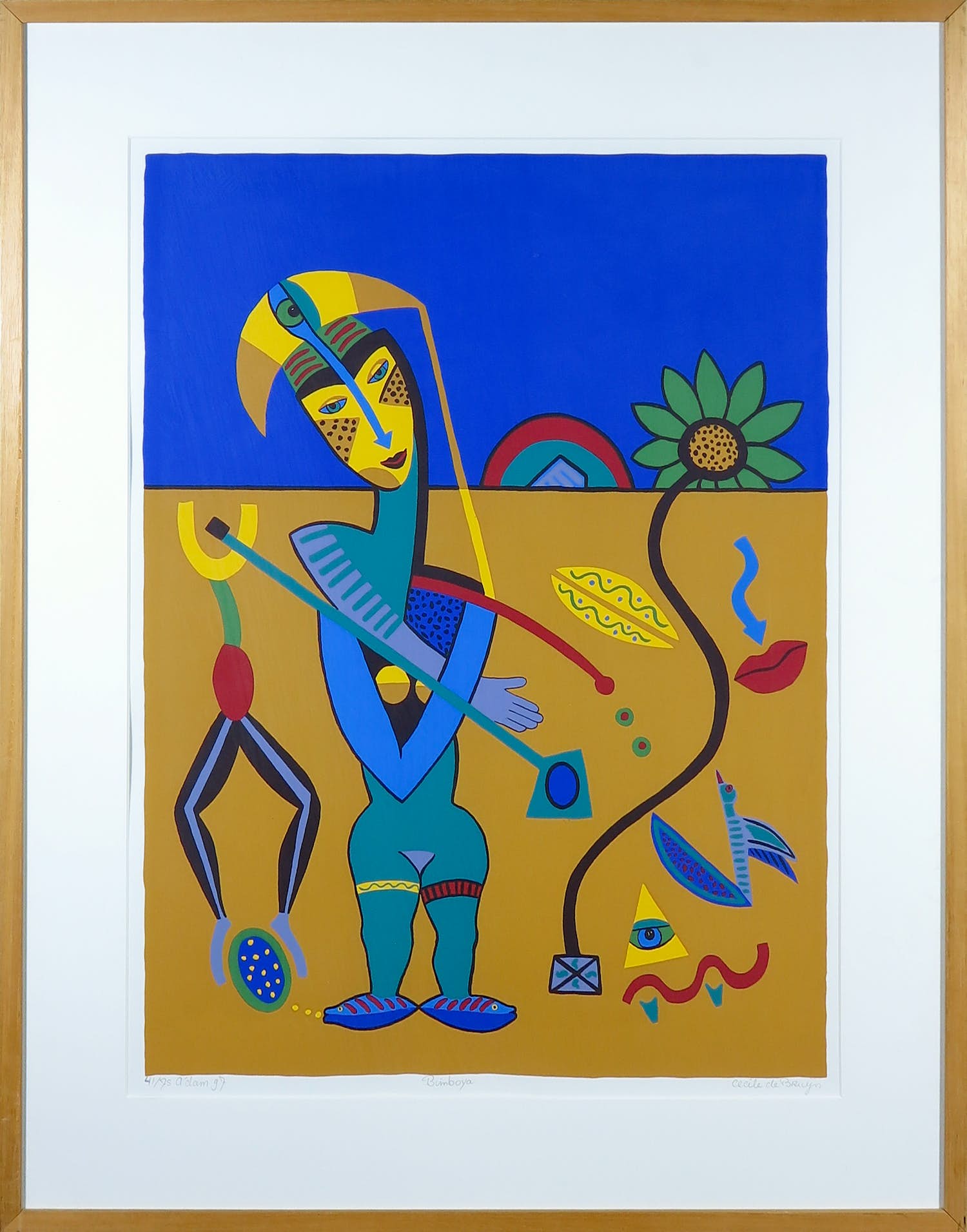Cecile de Bruijn - Zeefdruk, Bimboya - Ingelijst verkocht voor € 1!