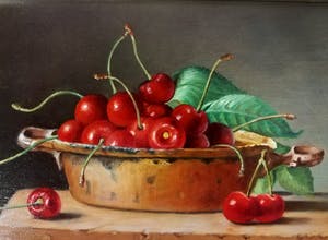 Hans Habraken - Stilleven kersen in een vispan kopen? Bied vanaf 450!
