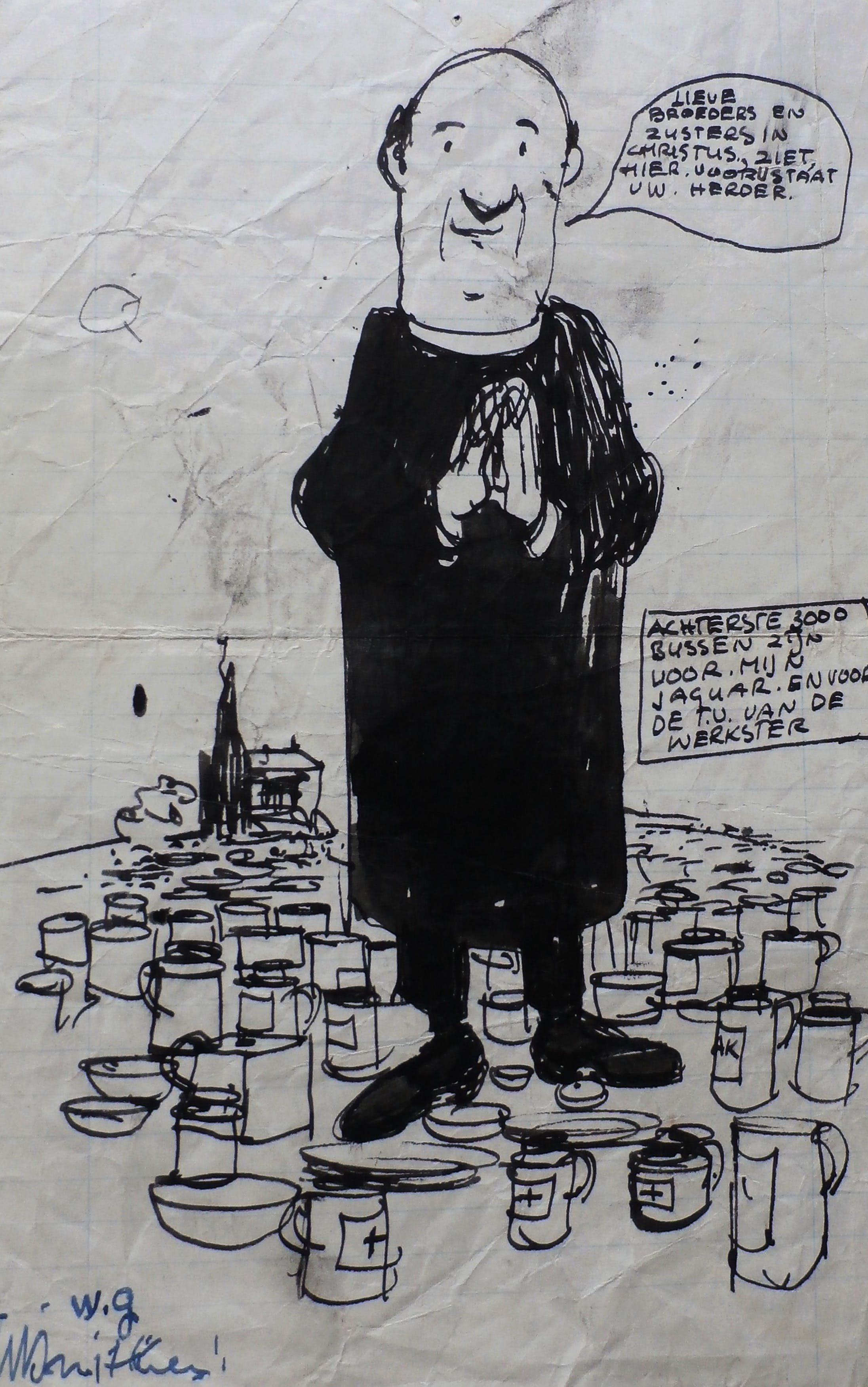 Willem Snitker - tekening: Lieve broeders en zusters... kopen? Bied vanaf 25!