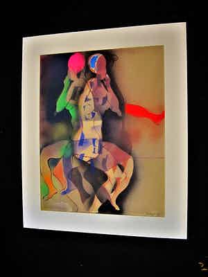 Jan Engelchor - Beeldhouwer en Kunstschilder - Leerling Henri Matisse - Aquarel "Figuren" 1950 verkocht voor € 10!