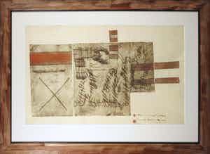 Anton Heyboer - Kleurenets, She gives the stone - Ingelijst (Groot) verkocht voor € 500!