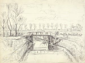Pieter Haan - Lot van vier potlood tekeningen, Landschappen kopen? Bied vanaf 1!