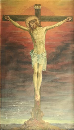 Karl Wenzel - Christusfigur am Kreuz, Öl auf Leinwand kopen? Bied vanaf 200!