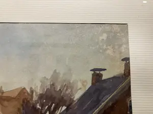 Ad Blok van der Velden - Klassiek aangezicht van de masten van de bruine vloten & huizen in Assen in 1945 kopen? Bied vanaf 110!