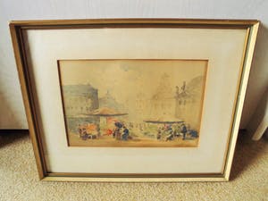 George Henry Downing - Aquarel - Bloemenmarkt in Londen kopen? Bied vanaf 30!