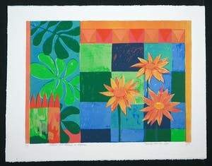 Fenneke van der Elst - Litho, Stilleven met bloemen en bladeren kopen? Bied vanaf 1!