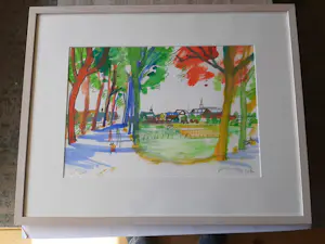 Guus van Eck - Gouache, Stevensweert. kopen? Bied vanaf 225!