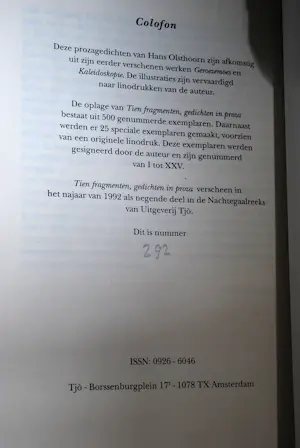 Hans Olsthoorn - 2 boeken, 1 gedichtenbundel (gesigneerd, 292/500) & 1 affiche (gesigneerd) kopen? Bied vanaf 75!