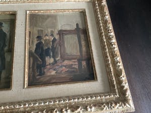 Kees Roovers - Figuren bekijken een schilderij tentoonstelling. kopen? Bied vanaf 150!