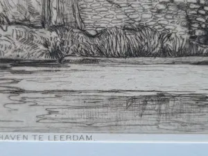 Ludwig Willem Reijmert Wenckebach - fraaie 19e eeuwse Ets " Haven van Leerdam aan de Linge" kopen? Bied vanaf 27!