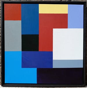 Niet of onleesbaar gesigneerd - Geometrisch abstract, acrylverf op doek (ingelijst) kopen? Bied vanaf 1!