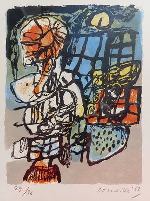 Buy Corneille - Abstracte compositie, litho (netjes ingelijst, kleine oplage)? Bid from 495!