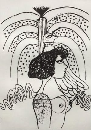 Corneille - Femme nue, oiseau, chat et arbre kopen? Bied vanaf 150!