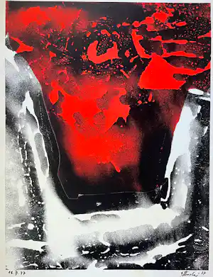 Fred Thieler - Signiertes und datiertes Original Ausstellungsplakat von 1977 mit Farblitho kaufen? Bieten Sie von 190!
