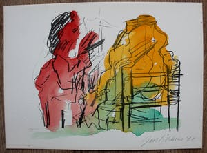 Jan Sierhuis - met de hand ingekleurde litho (aquarel): naakt - 1974 kopen? Bied vanaf 55!