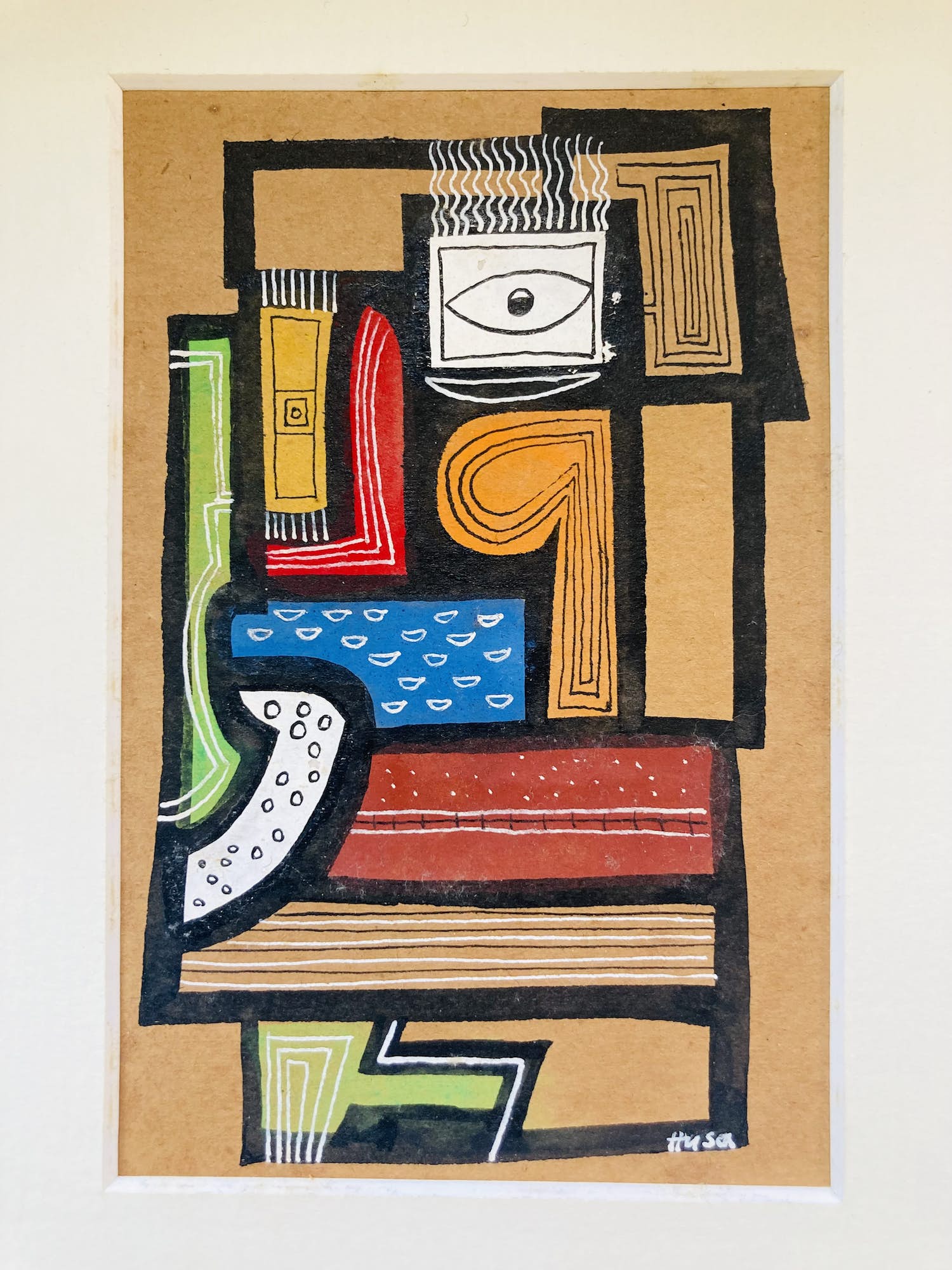 Pavel Husa - Abstracte compositie, origineel werk verkocht voor € 75!