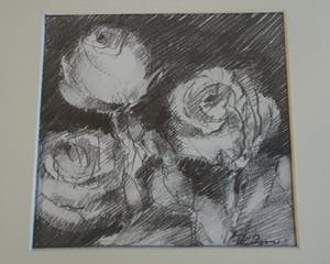 Fon Klement - Ingelijste tekening , Bloemstilleven met Rozen I - 2000 kopen? Bied vanaf 100!