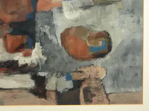 Kor Heemsbergen - Ingelijste gouache, Abstracte voorstelling – ca. 1970 kopen? Bied vanaf 80!