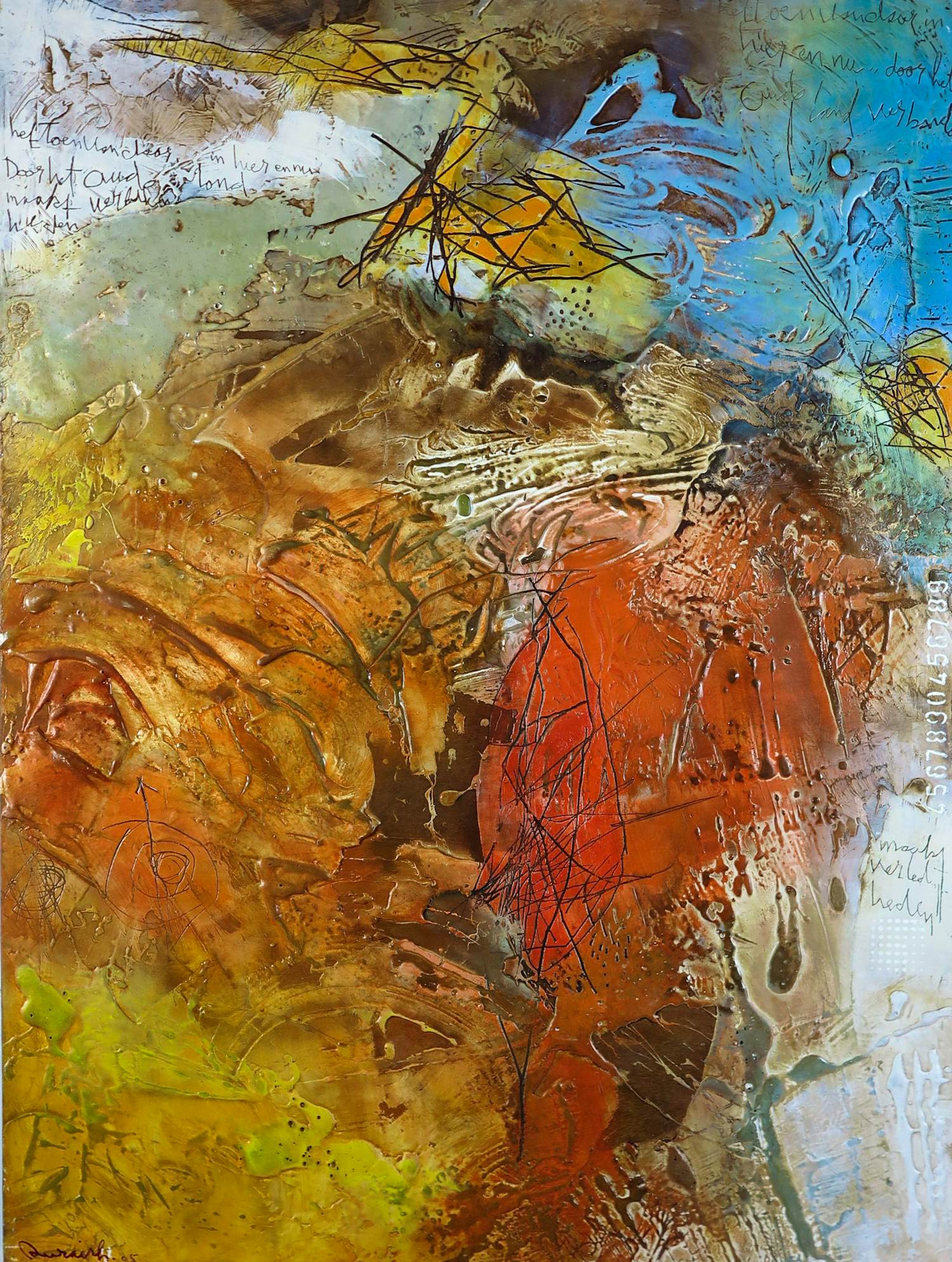 Mohammed Quraish - Gemengde technieken op paneel, Scène kopen? Bied vanaf 300!