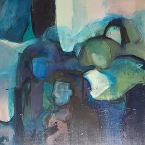 Kathe Ruyssenaars - Moderne compesitie - acryl op doek, gesigneerd en '90 kopen? Bied vanaf 1!