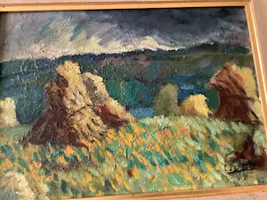 Niet of onleesbaar gesigneerd - Prachtig schilderij van een korenveld , gesigneerd en ingelijst kopen? Bied vanaf 1!