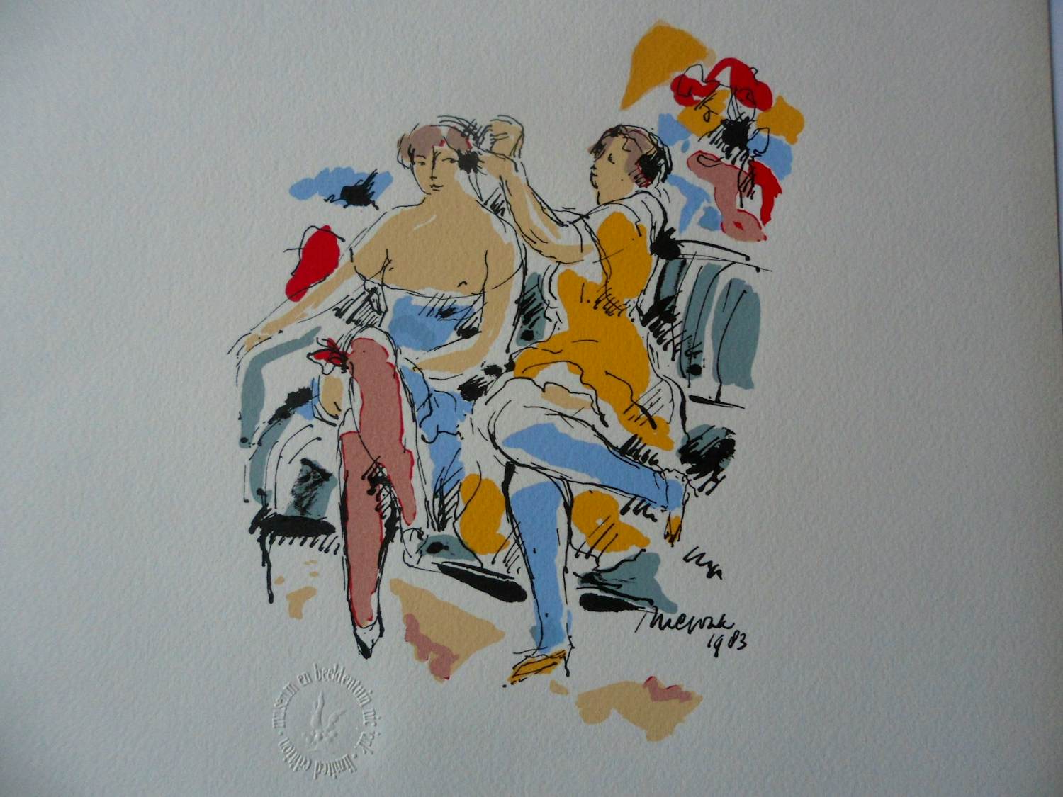 Nic Jonk - Zeefdruk, titel, Twee vriendinnen, Limited Edition. kopen? Bied vanaf 40!