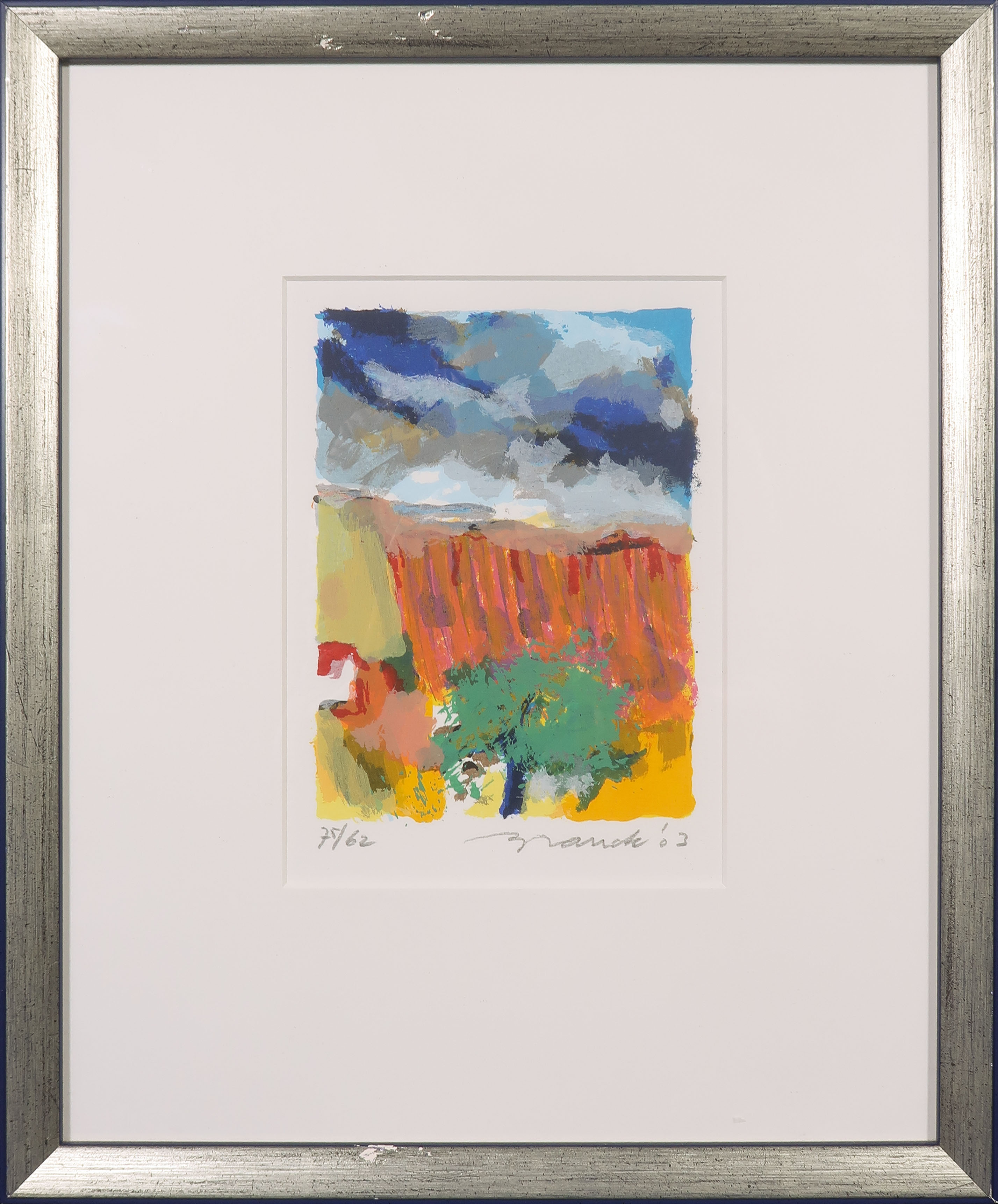 Willem Brauck - Zeefdruk, Landschap I - Ingelijst verkocht voor € 40!