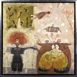 Liesbeth Rahder - Gemengde techniek op papier op board, Zonder titel - Ingelijst kopen? Bied vanaf 300!