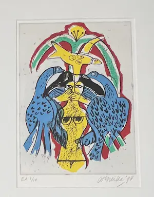 Corneille - Ingelijste gravure Vrouw en vogels, 1998 - Nummer EA 1/10 kopen? Bied vanaf 380!