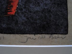 Jac. de Beer - verstilde Houtsnede - eigen druk - "Plant met rode bloemen" 1931 - gesigneerd kopen? Bied vanaf 10!