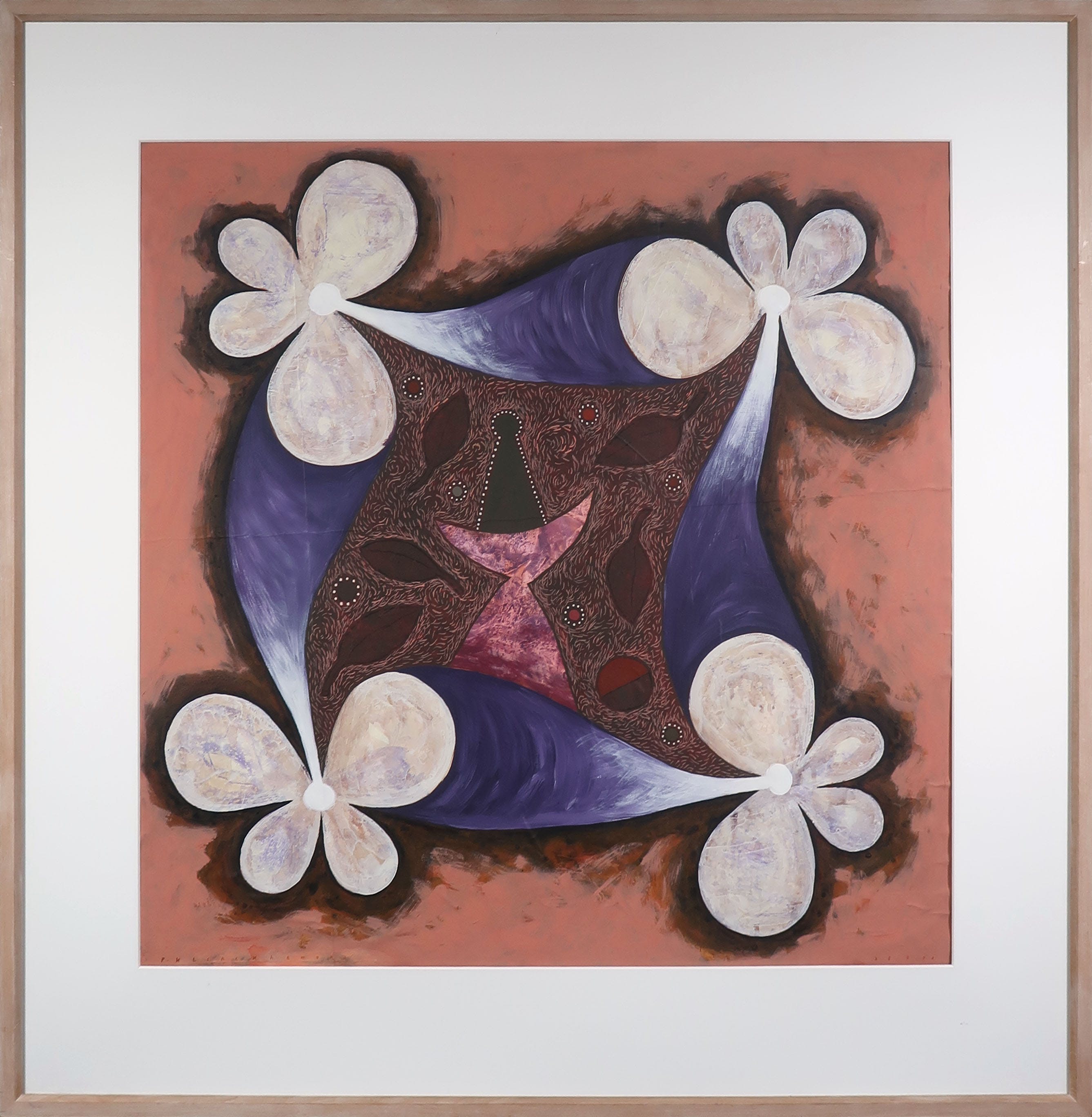 Petrie Klinckhamers - Acryl op papier, Compositie - Ingelijst (Groot) verkocht voor € 50!