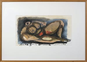 Guy Olivier - Gemengde techniek op krantenpapier, Gerda - Ingelijst kopen? Bied vanaf 1!