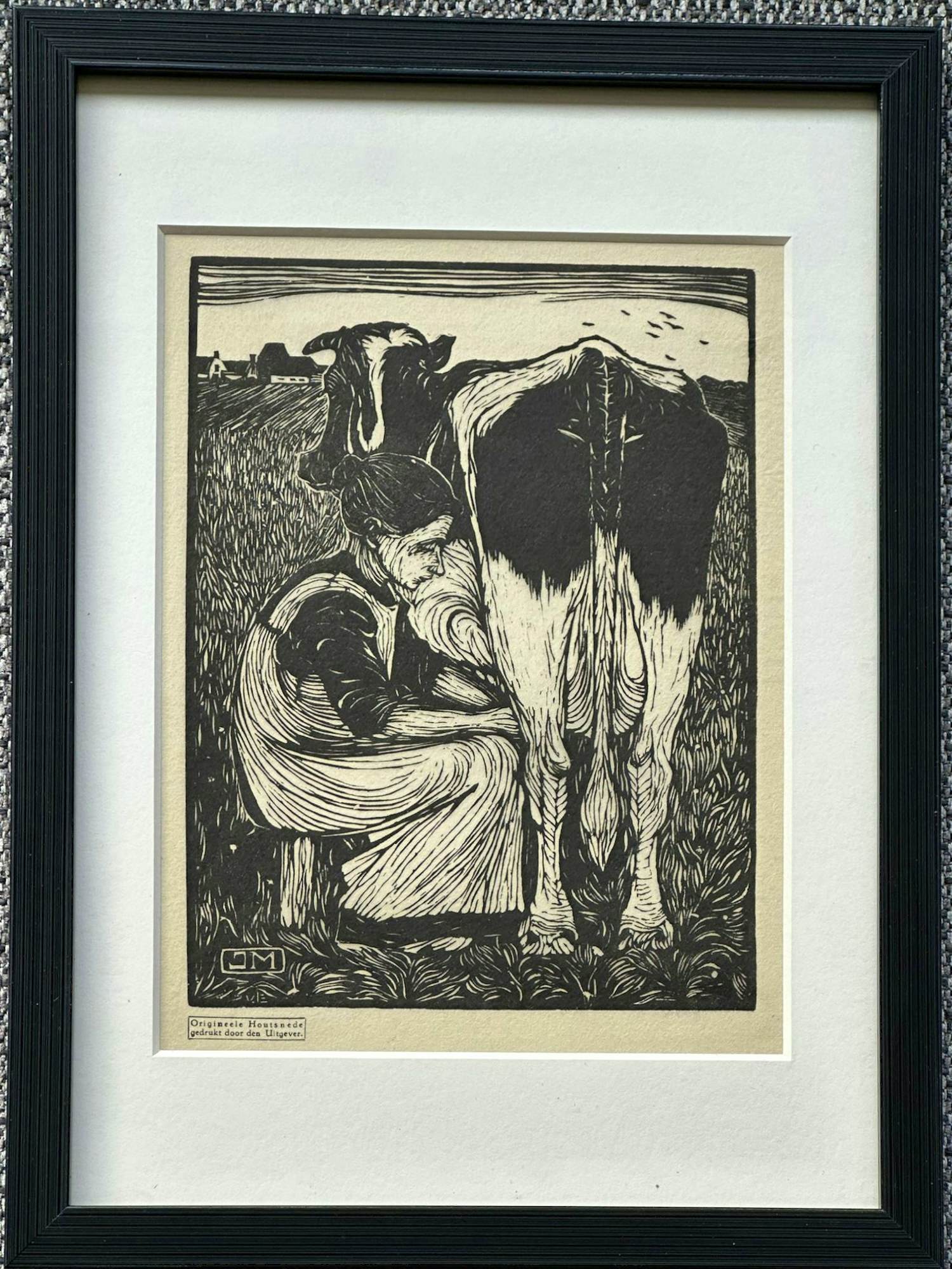 Jan Mankes - Originele Houtsnede Koemelkster 1927 kopen? Bied vanaf 165!
