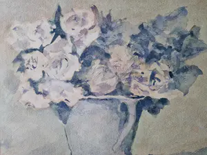 Mart Kempers - Galerie Petit - Aquarel - "roosjes" - gesigneerd - 1986 - in passe partout kopen? Bied vanaf 41!