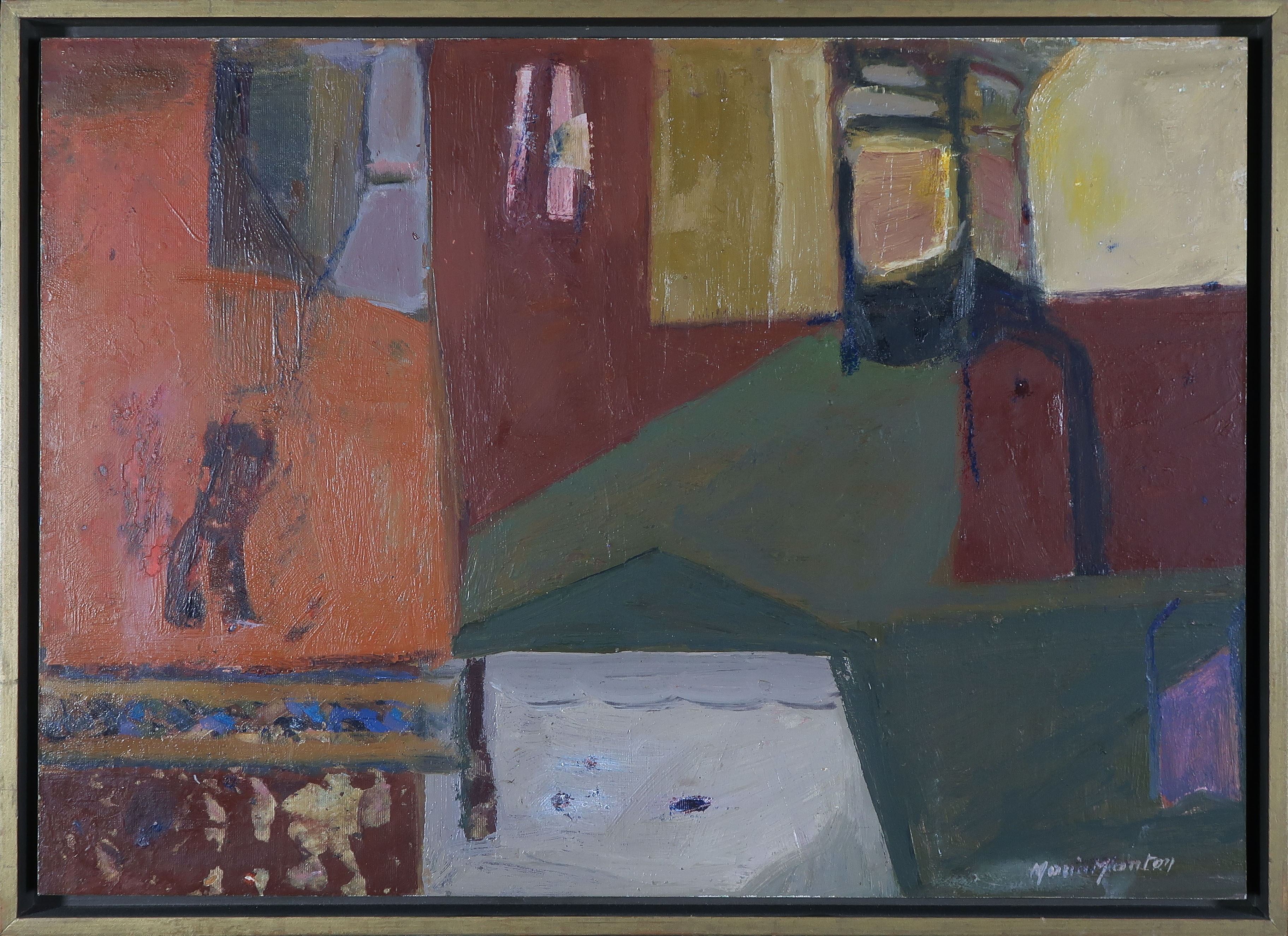 Maria Manton - Olieverf op board, Salon Particulier - Ingelijst verkocht voor € 500!