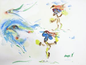 Serge Vandercam - Aquarel en pastelkrijt, Zonder titel kopen? Bied vanaf 125!