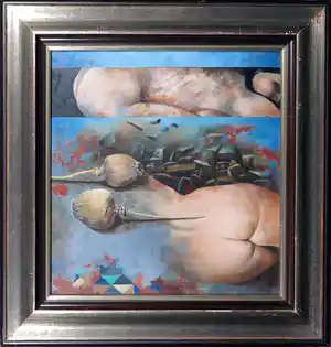 Clary Mastenbroek - Acryl op paneel, Zonder titel - Ingelijst verkocht voor € 750!