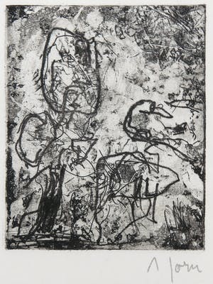 Asger Jorn - Ets en droge naald op handgeschept Japon, Friedhof der Maulwürfe kopen? Bied vanaf 1!