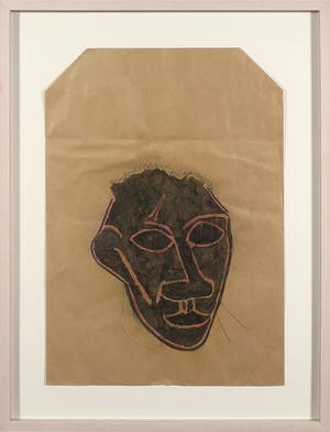 Dirk Celis - Gemengde techniek op kraftpapier, Zonder titel - Ingelijst kopen? Bied vanaf 50!