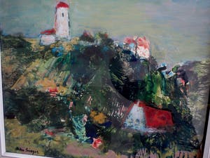 Helen Sieger - Duinlandschap met huisjes en kerk kopen? Bied vanaf 125!