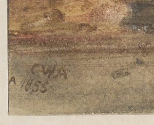 Niet of onleesbaar gesigneerd - Aquarel, Oeverlandschap met bootje - Ingelijst kopen? Bied vanaf 1!