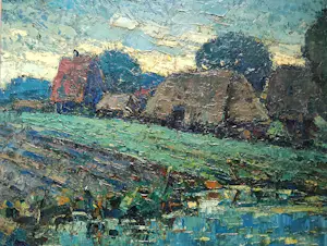 Jan Kruysen - Landschap met boerderijen en watertje kopen? Bied vanaf 275!