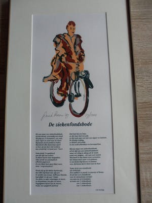Frank Rosen - Zeefdruk. titel, De ziekenfondsbode, met gedicht van Erik Huizinga. kopen? Bied vanaf 23!