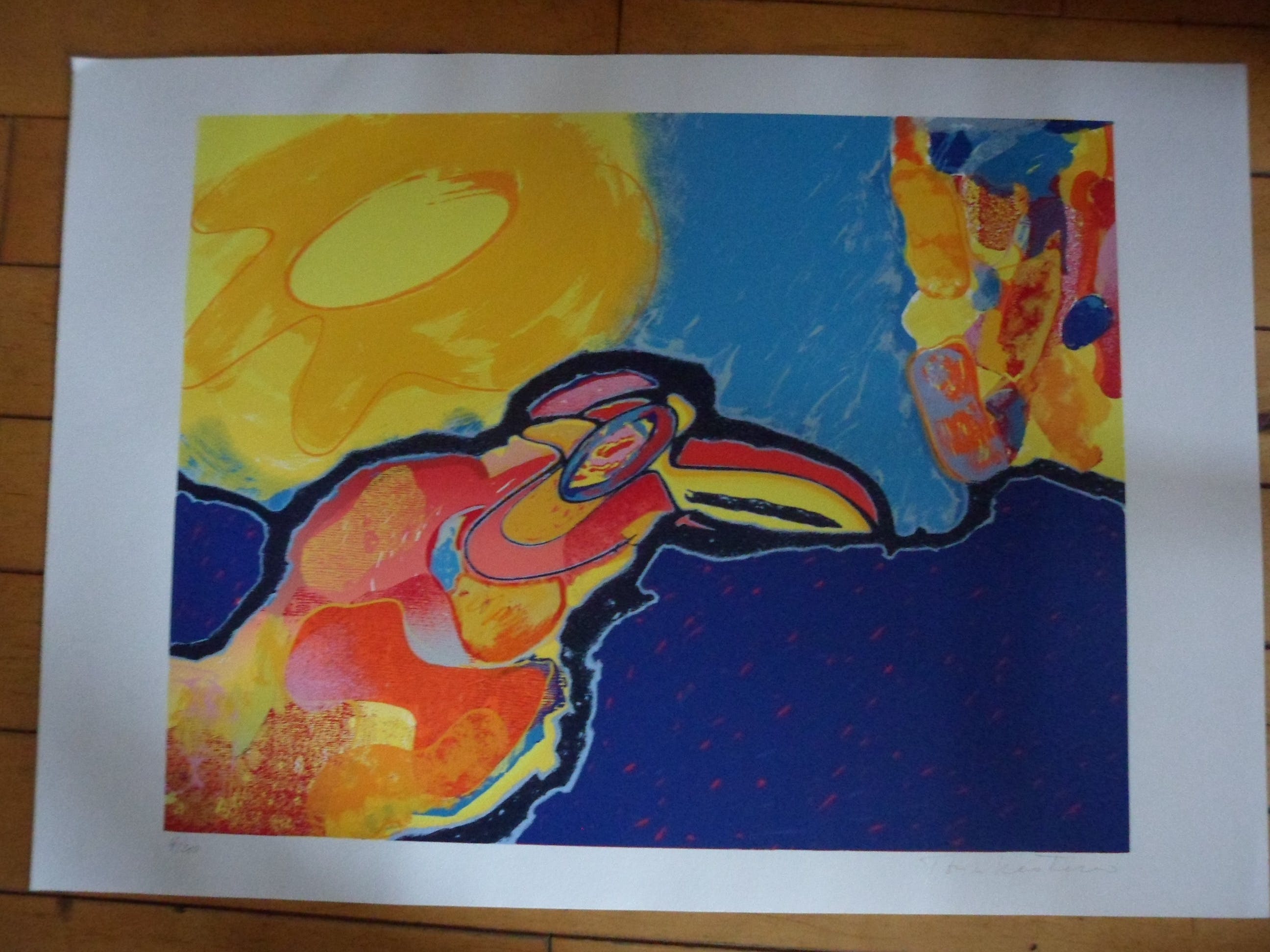 Ton van Kesteren - Zeefdruk, titel "Spotvogel". kopen? Bied vanaf 10!