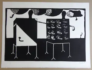 Abe Kuipers - FIGURATIE / ZW-W LITHO / 56x76cm / SIG / 1968 kopen? Bied vanaf 40!