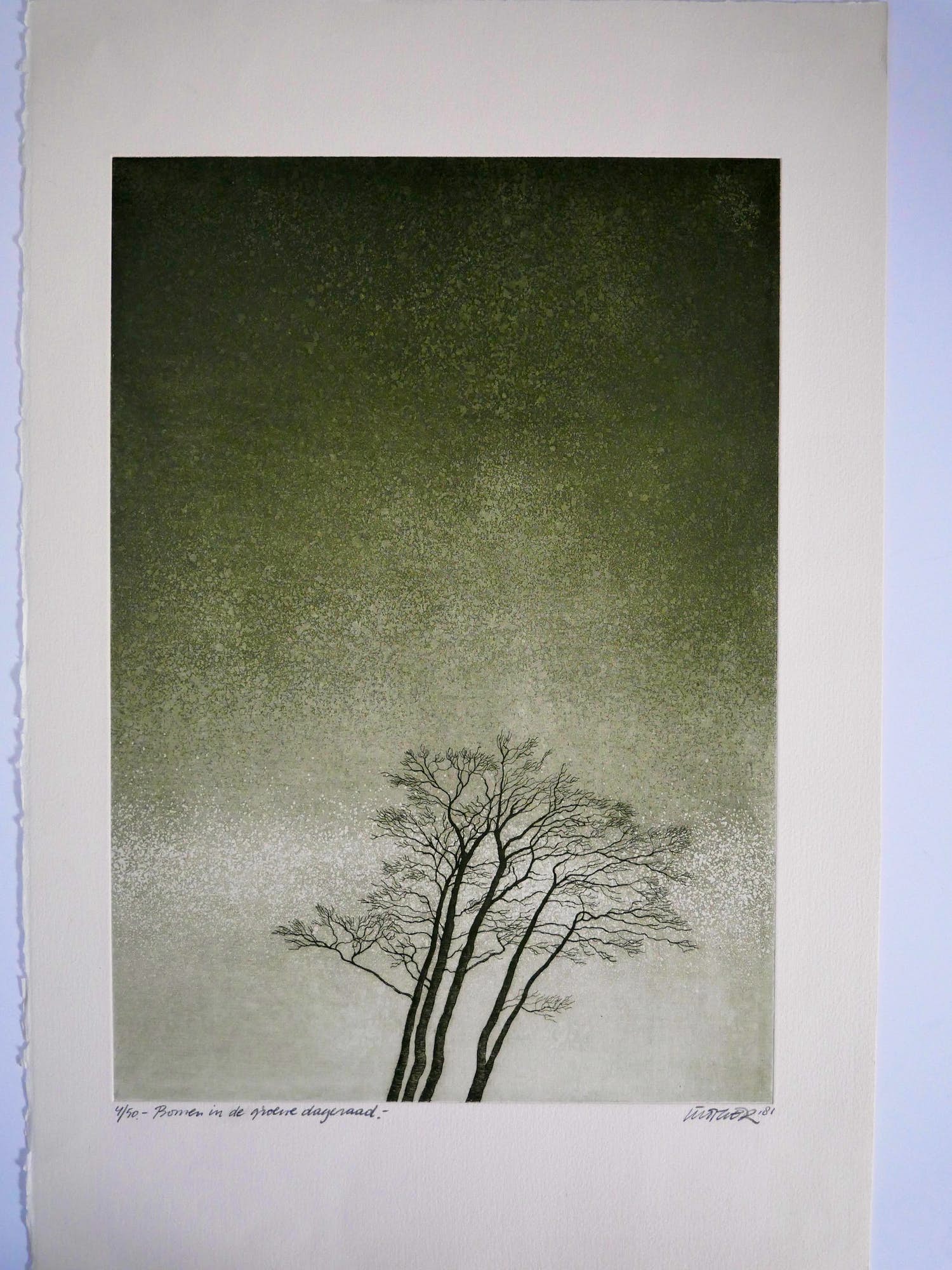 Abraham Lüttger - Bomen in de groene dageraad verkocht voor € 70!