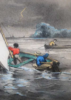 Pieter Trap - Zeilende jongens in een onweersbui - kleurenlitho kopen? Bied vanaf 30!