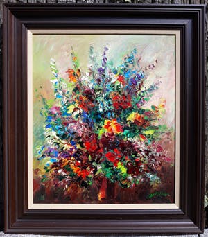 Jan Makkes - Bloemstilleven, olieverf op doek (netjes ingelijst) kopen? Bied vanaf 350!